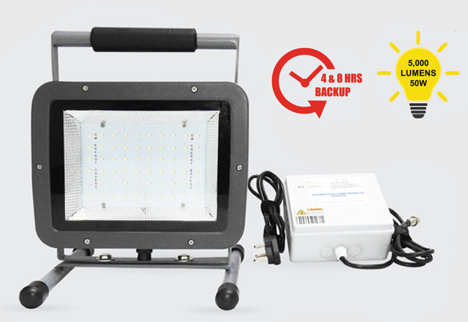 50 Watt Portable Rechargeable Led Flood Light 4 Hrs & 8 Hrs Model
