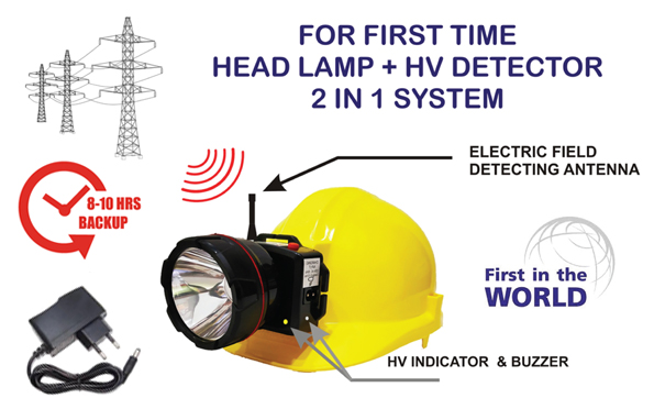 2 IN 1 - Rechargeable LED Head Lamp with High Voltage Detector with ISI Marked Safety Helmet