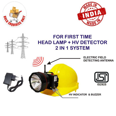 2 IN 1 - Rechargeable LED Head Lamp with High Voltage Detector with ISI Marked Safety Helmet